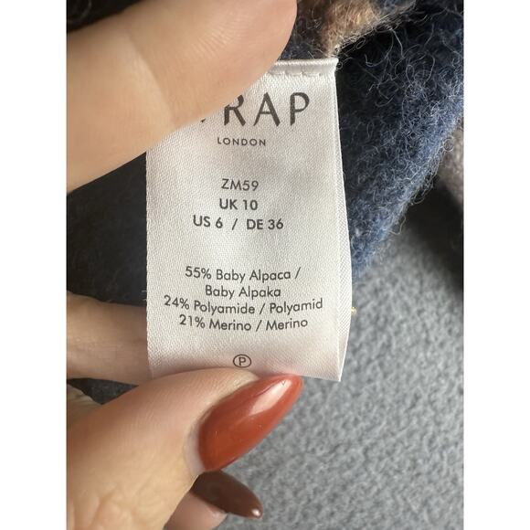 Wrap London Size 6 Women Wool Baby Alpaca Wool Blend Pullover Sweater Cropped - Picture 3 of 8